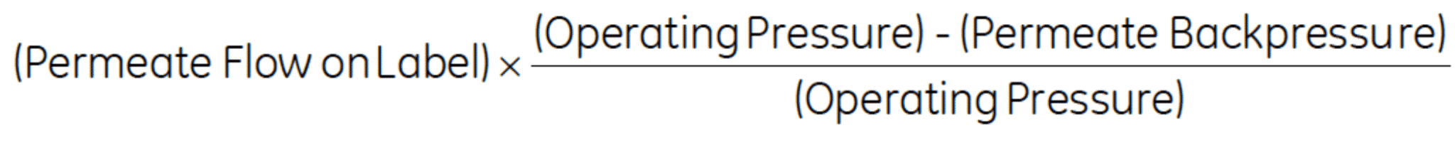 permeate flow formula